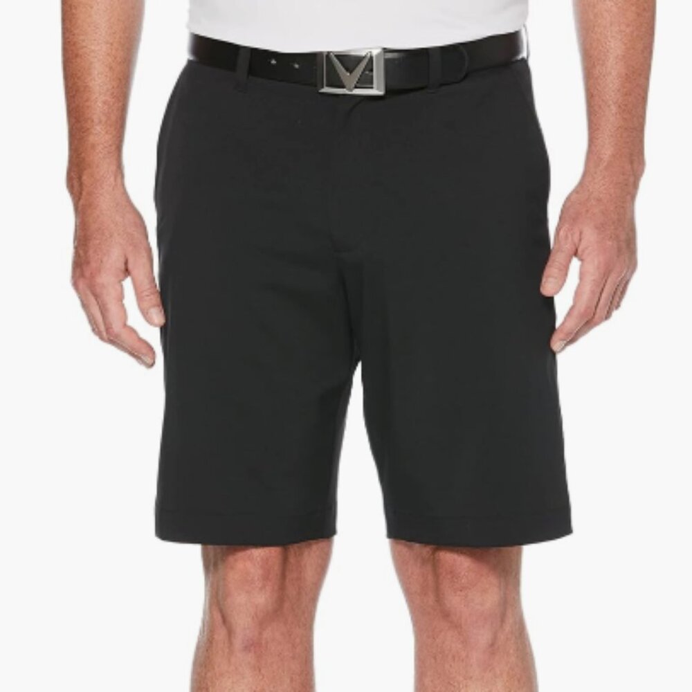 New Callaway Men’s Opti-stretch Flat Front Black Active Golf Shorts , size 34